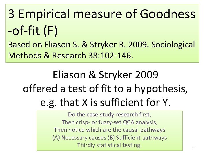3 Empirical measure of Goodness -of-fit (F) Based on Eliason S. & Stryker R.