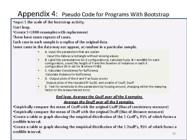 Appendix 4: Pseudo Code for Programs With Bootstrap • Input S the scale of