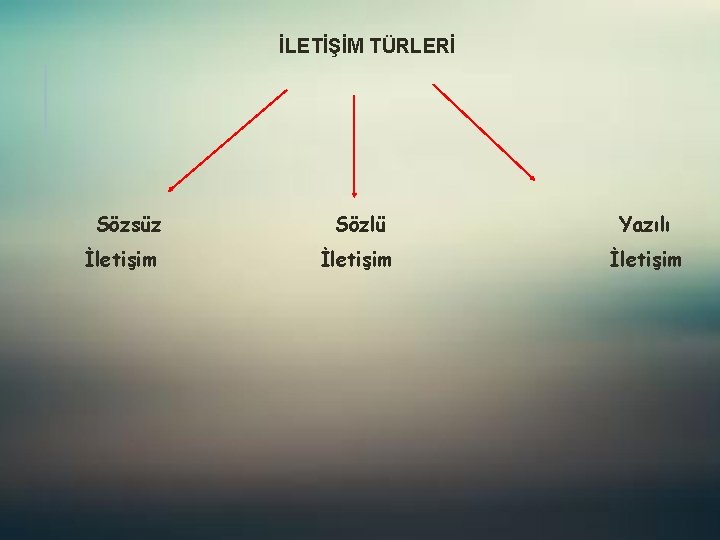 İLETİŞİM TÜRLERİ Sözsüz İletişim Sözlü Yazılı İletişim 