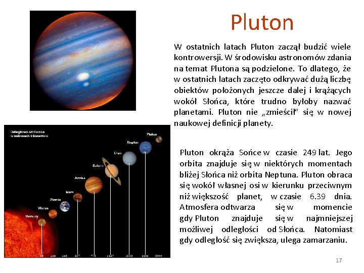 Pluton W ostatnich latach Pluton zaczął budzić wiele kontrowersji. W środowisku astronomów zdania na