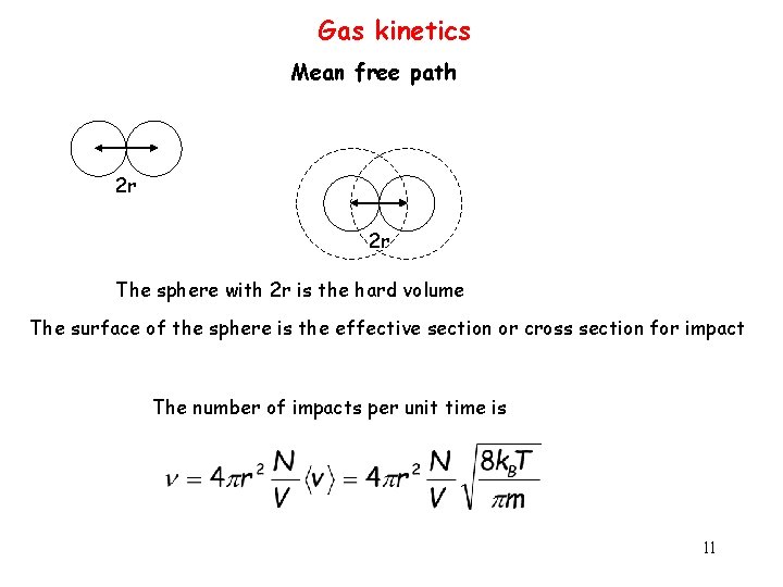 Gas kinetics Mean free path 2 r 2 r The sphere with 2 r