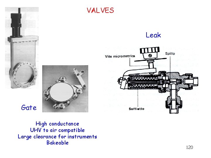 VALVES Leak Gate High conductance UHV to air compatible Large clearance for instruments Bakeable