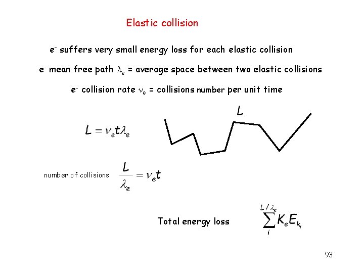 Elastic collision e- suffers very small energy loss for each elastic collision e- mean