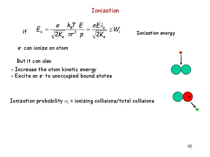 Ionization if Ionization energy e- can ionize an atom - But it can also