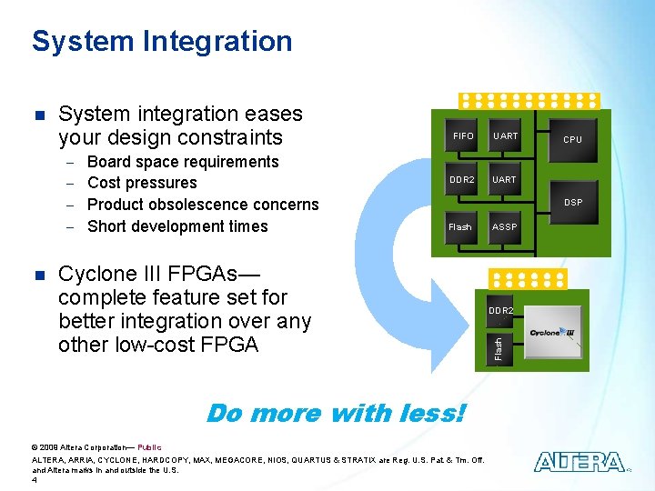 System Integration System integration eases your design constraints - n Board space requirements Cost