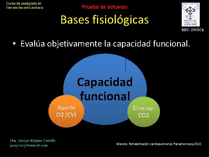 Prueba de esfuerzo Bases fisiológicas RHC- INCICh • Evalúa objetivamente la capacidad funcional. Aporte