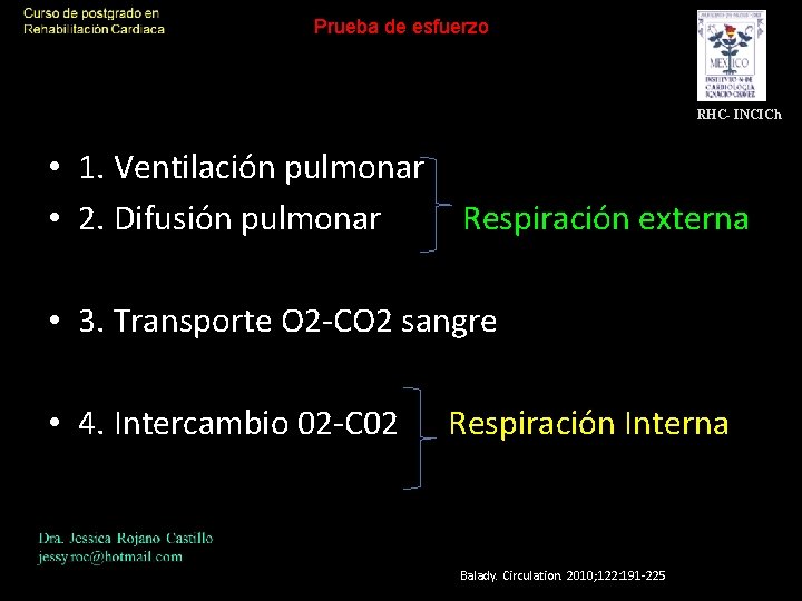 Prueba de esfuerzo RHC- INCICh • 1. Ventilación pulmonar • 2. Difusión pulmonar Respiración