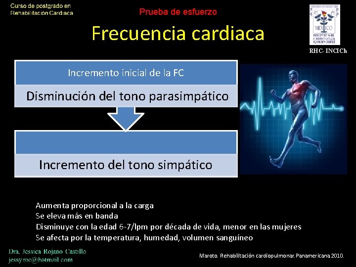 Prueba de esfuerzo Frecuencia cardiaca RHC- INCICh Incremento inicial de la FC Disminución del