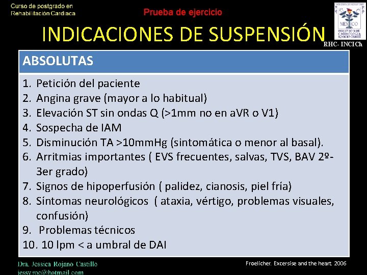 Prueba de ejercicio INDICACIONES DE SUSPENSIÓN RHC- INCICh ABSOLUTAS 1. 2. 3. 4. 5.