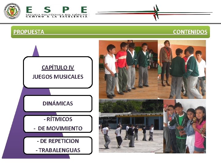 PROPUESTA CONTENIDOS CAPÍTULO IV JUEGOS MUSICALES DINÁMICAS - RÍTMICOS - DE MOVIMIENTO - DE