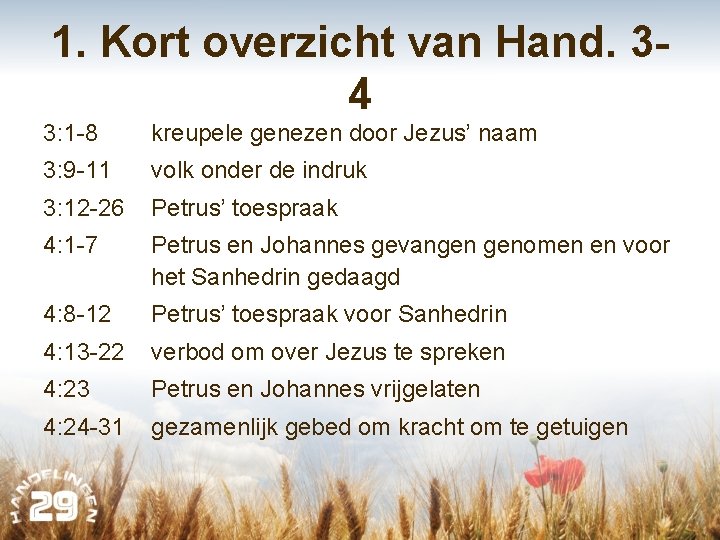 1. Kort overzicht van Hand. 34 3: 1 -8 kreupele genezen door Jezus’ naam