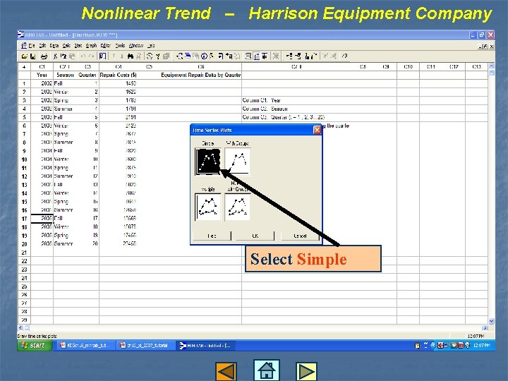 Nonlinear Trend – Harrison Equipment Company Select Simple 