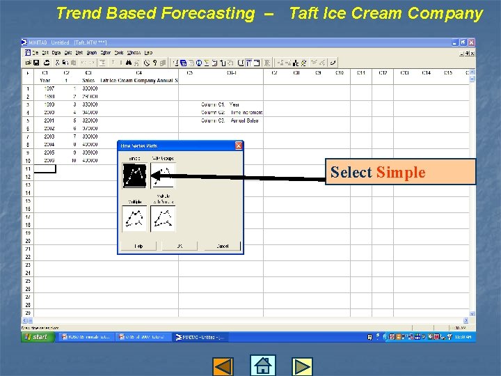 Trend Based Forecasting – Taft Ice Cream Company Select Simple 