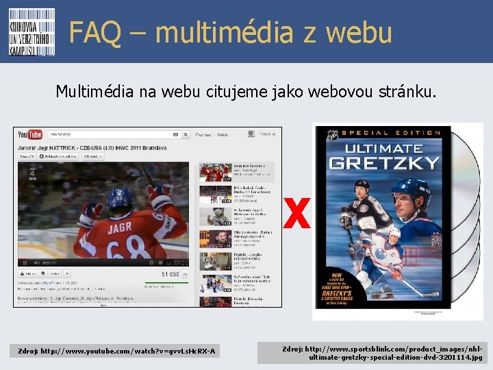 FAQ – multimédia z webu Multimédia na webu citujeme jako webovou stránku. X Zdroj: