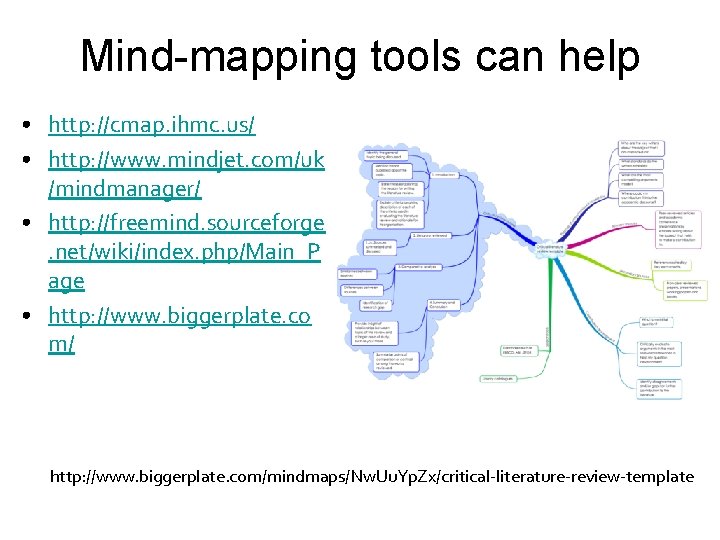 Mind-mapping tools can help • http: //cmap. ihmc. us/ • http: //www. mindjet. com/uk