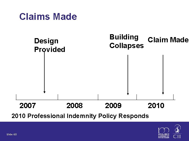 Claims Made Building Claim Made Collapses Design Provided 2007 2008 2009 2010 Professional Indemnity