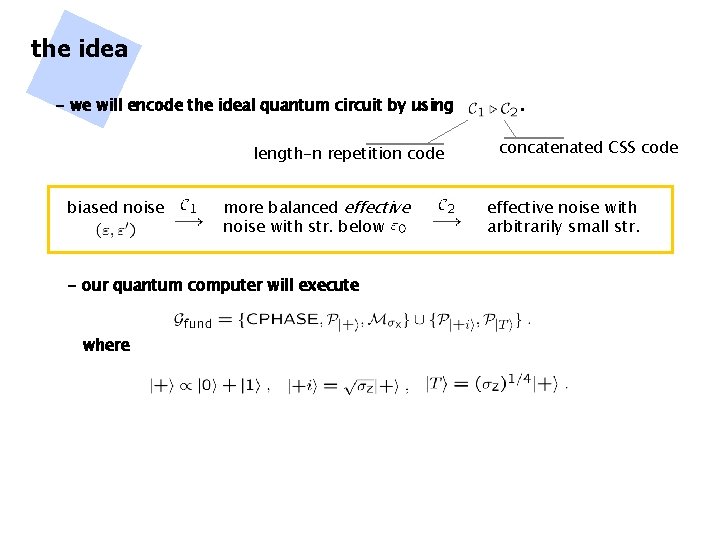 the idea - we will encode the ideal quantum circuit by using length-n repetition
