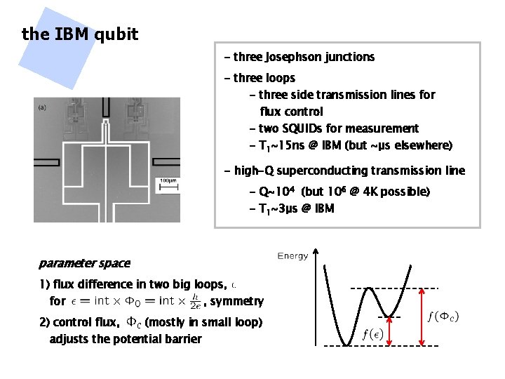 the IBM qubit - three Josephson junctions - three loops - three side transmission