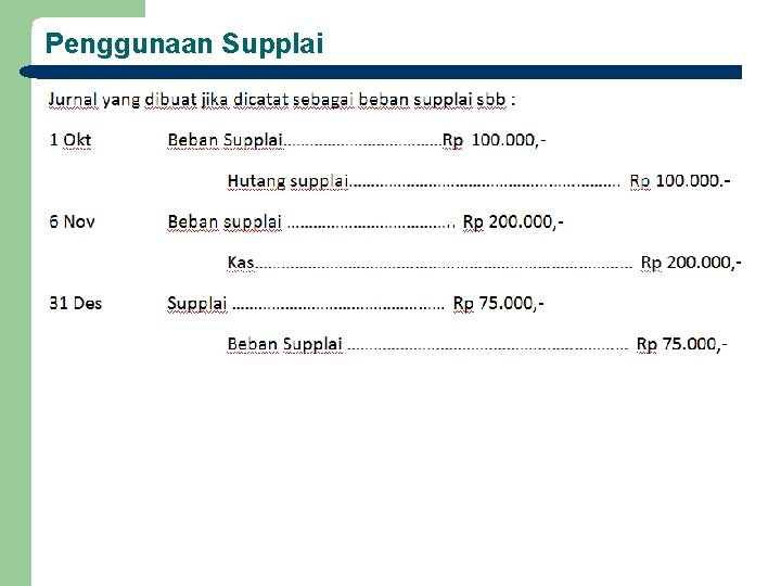 Penggunaan Supplai 