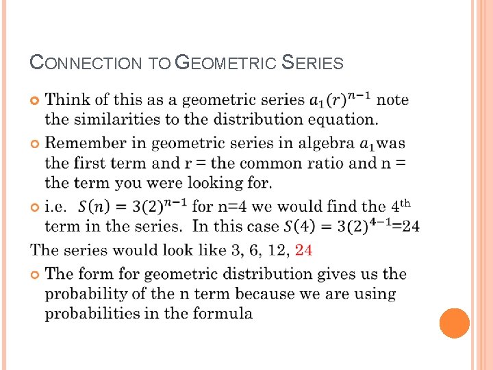 CONNECTION TO GEOMETRIC SERIES 