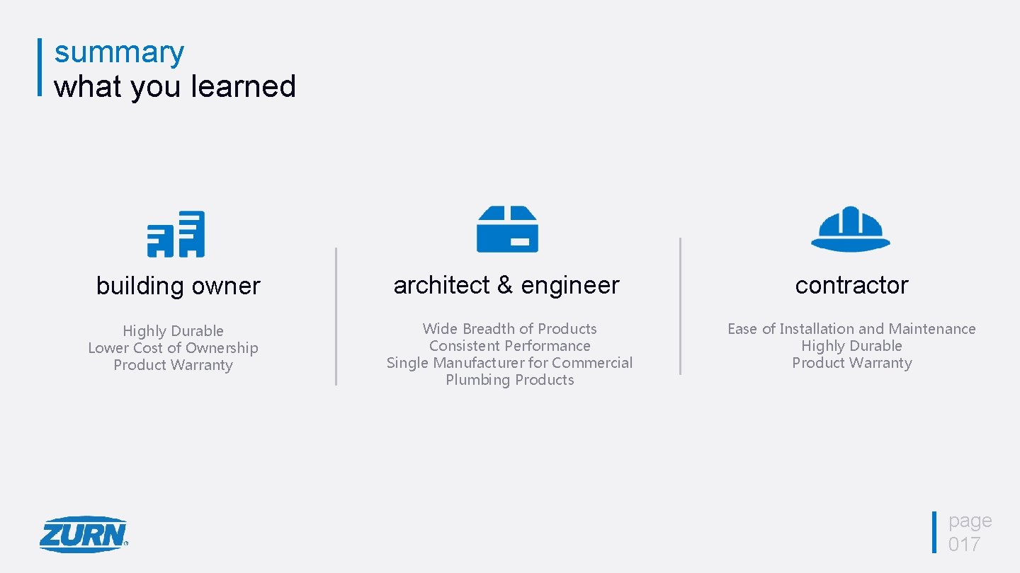 summary what you learned building owner Highly Durable Lower Cost of Ownership Product Warranty