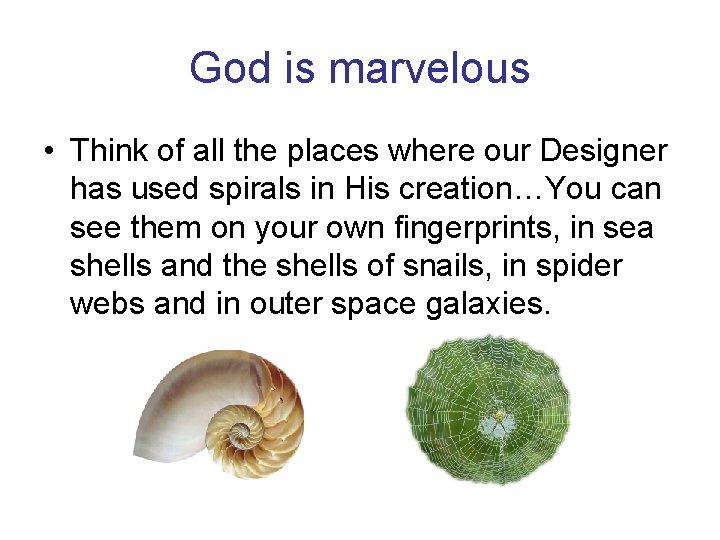 God is marvelous • Think of all the places where our Designer has used