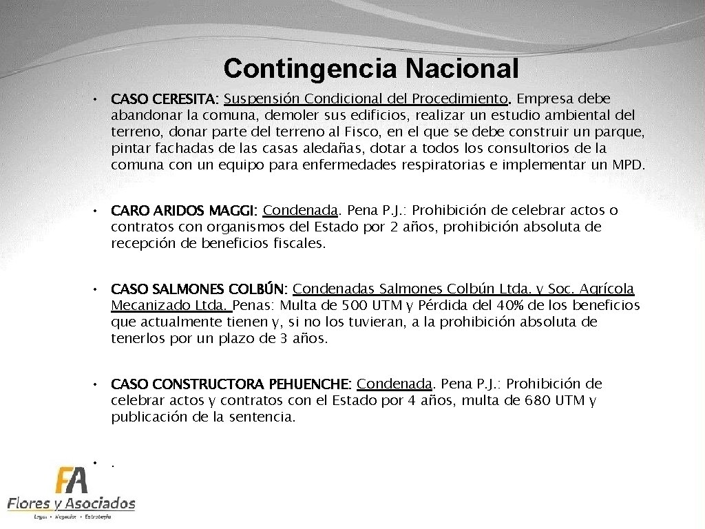 Contingencia Nacional • CASO CERESITA: Suspensión Condicional del Procedimiento. Empresa debe abandonar la comuna,