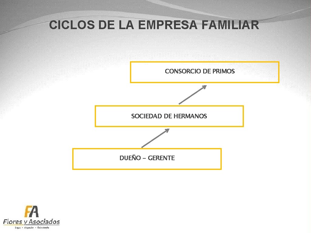 CICLOS DE LA EMPRESA FAMILIAR CONSORCIO DE PRIMOS SOCIEDAD DE HERMANOS DUEÑO - GERENTE