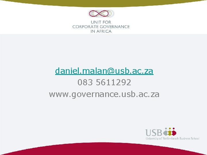 daniel. malan@usb. ac. za 083 5611292 www. governance. usb. ac. za 