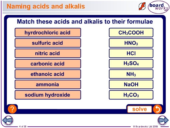 Naming acids and alkalis 4 of 36 © Boardworks Ltd 2009 