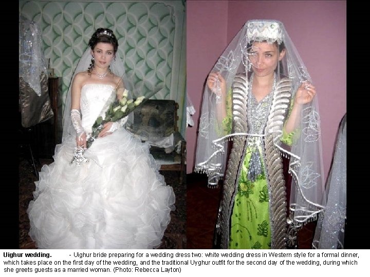 Uighur wedding. - Uighur bride preparing for a wedding dress two: white wedding dress