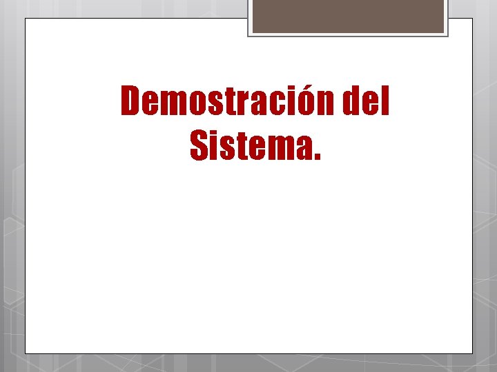 Demostración del Sistema. 