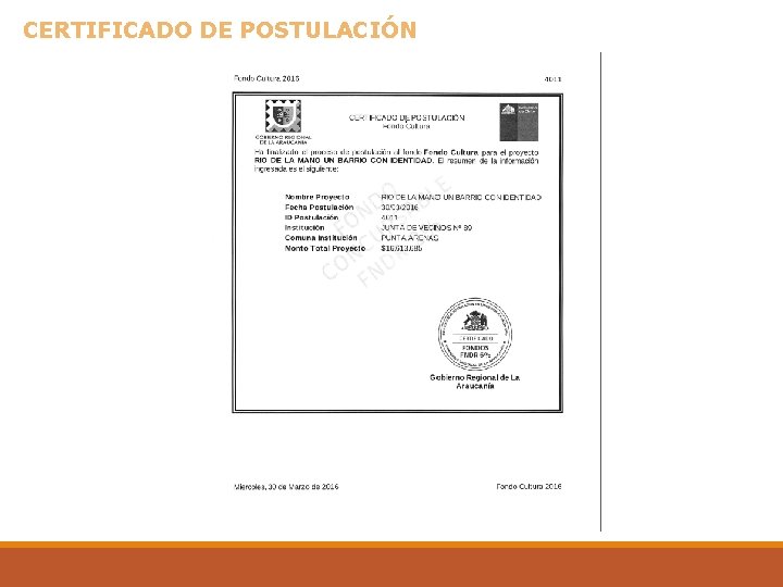  CERTIFICADO DE POSTULACIÓN 