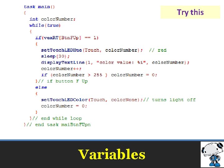 Try this Variables Try this Variables