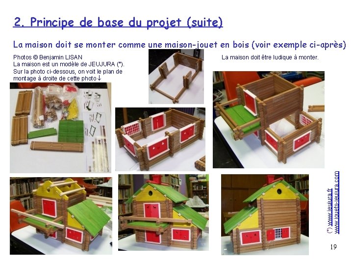 2. Principe de base du projet (suite) La maison doit se monter comme une