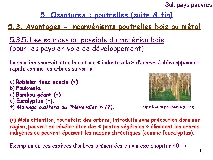 Sol. pays pauvres 5. Ossatures : poutrelles (suite & fin) 5. 3. Avantages -