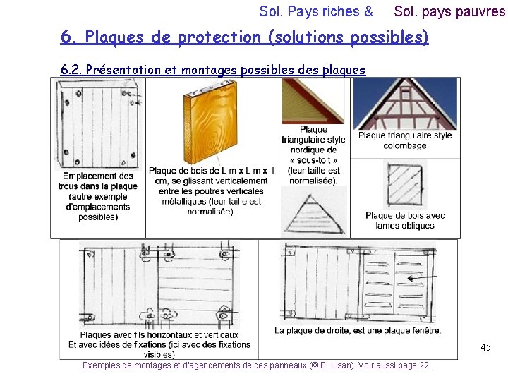 Sol. Pays riches & Sol. pays pauvres 6. Plaques de protection (solutions possibles) 6.