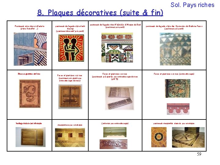 8. Plaques décoratives (suite & fin) Panneaux avec dessin d'artiste (style Dubuffet …) Frises