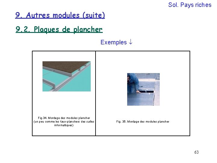 Sol. Pays riches 9. Autres modules (suite) 9. 2. Plaques de plancher Exemples Fig.