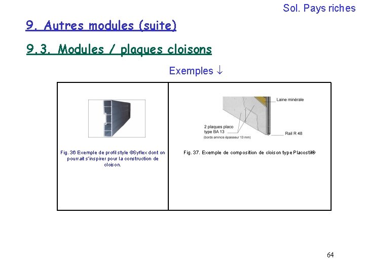 Sol. Pays riches 9. Autres modules (suite) 9. 3. Modules / plaques cloisons Exemples