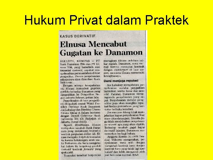 Hukum Privat dalam Praktek 