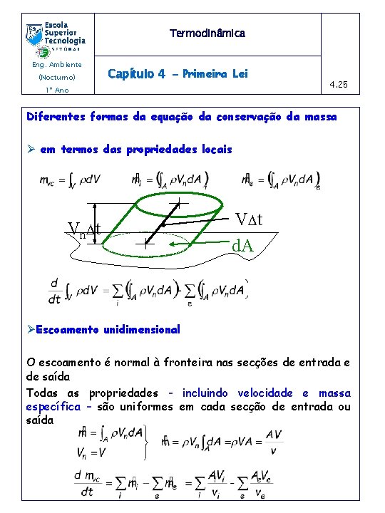 Termodinâmica Eng. Ambiente (Nocturno) Capítulo 4 - Primeira Lei 1º Ano 4. 25 Diferentes