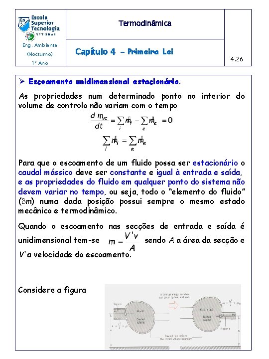 Termodinâmica Eng. Ambiente (Nocturno) Capítulo 4 - Primeira Lei 1º Ano 4. 26 Ø