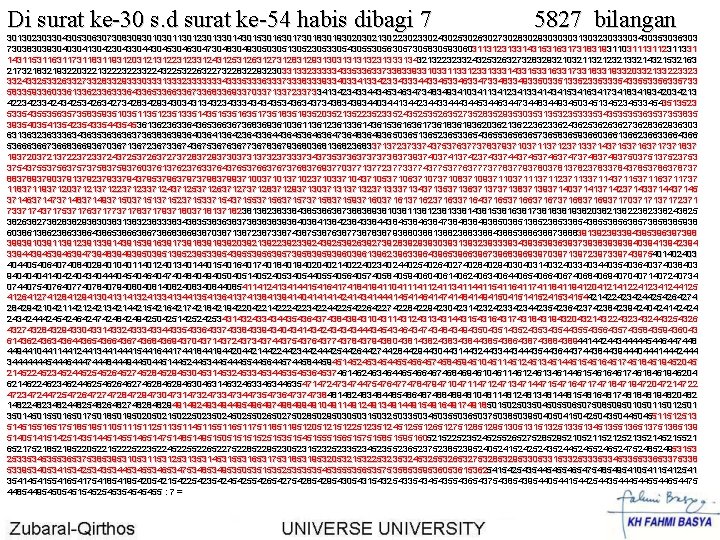 Di surat ke-30 s. d surat ke-54 habis dibagi 7 5827 bilangan 301302303304305306307308309301030113012301330143015301630173018301930203021302230233024302530263027302830293030303130323033303430353036303 730383039304030413042304330443045304630473048304930503051305230533054305530563057305830593060311312313314315316317318319