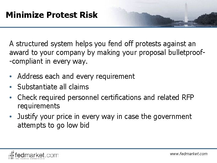 Minimize Protest Risk A structured system helps you fend off protests against an award