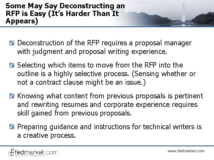 Some May Say Deconstructing an RFP is Easy (It’s Harder Than It Appears) Deconstruction