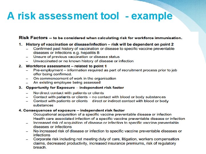 A risk assessment tool - example 