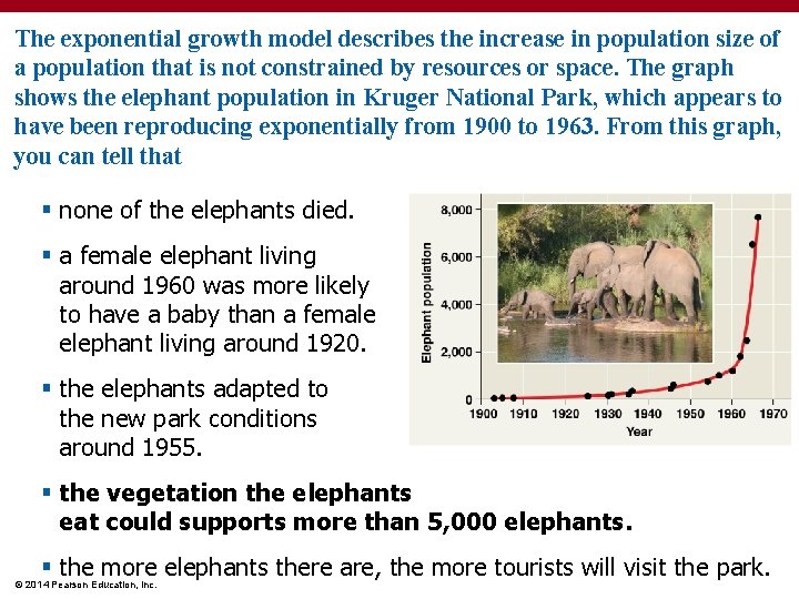 The exponential growth model describes the increase in population size of a population that