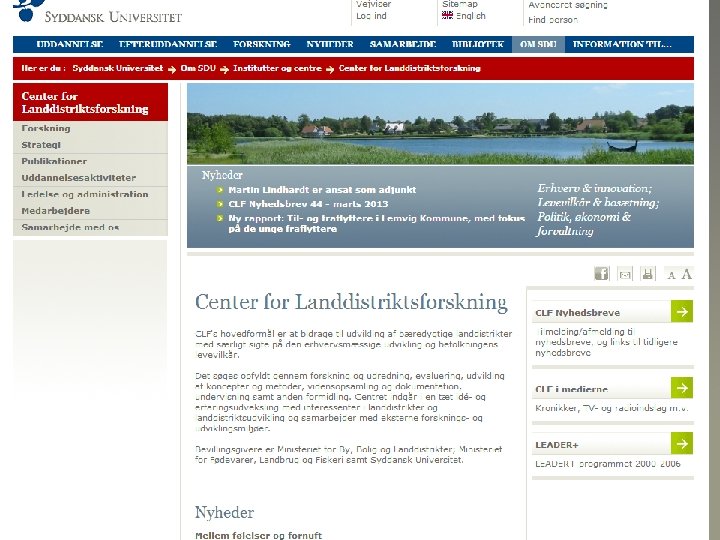 Center for Landdistriktsforskning Carsten Kronborg Bak 2 