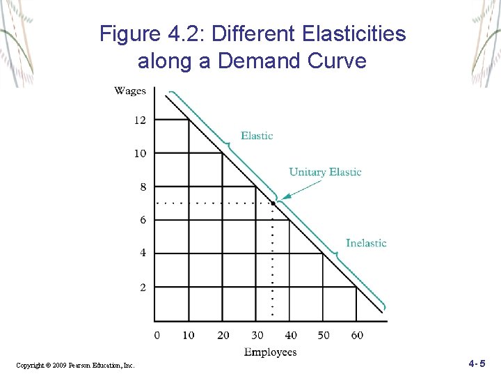 Figure 4. 2: Different Elasticities along a Demand Curve Copyright © 2009 Pearson Education,